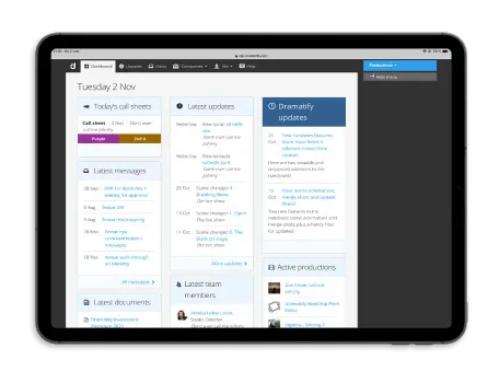 The production dashboard