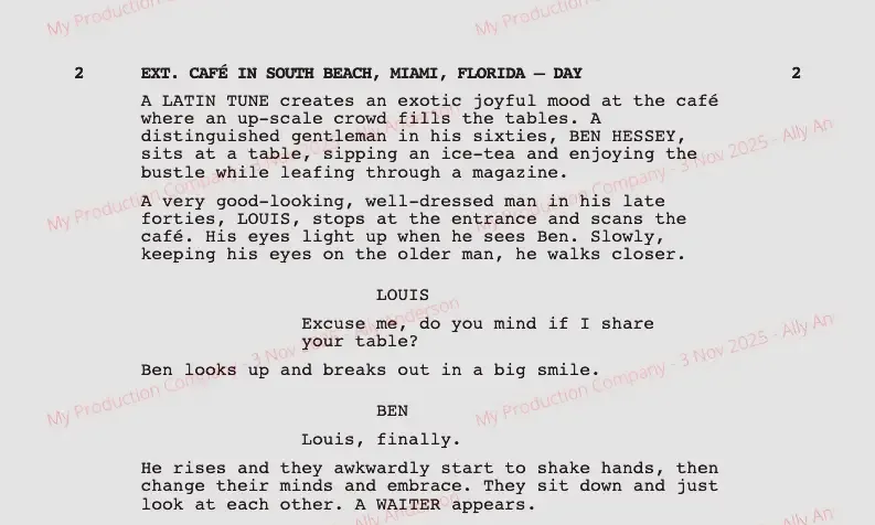 Add personal watermarks to your screenplays, scripts and script sides.