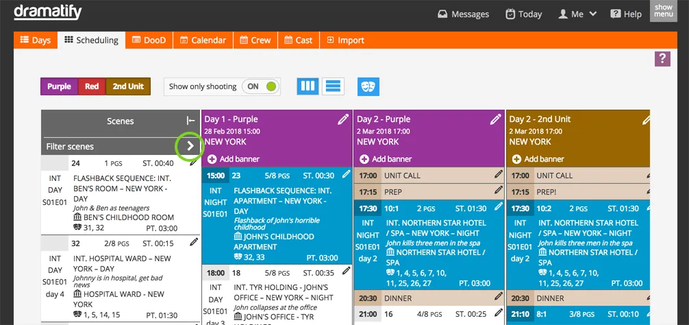 Scheduling open filters