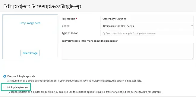 Switch to multiple-episode project